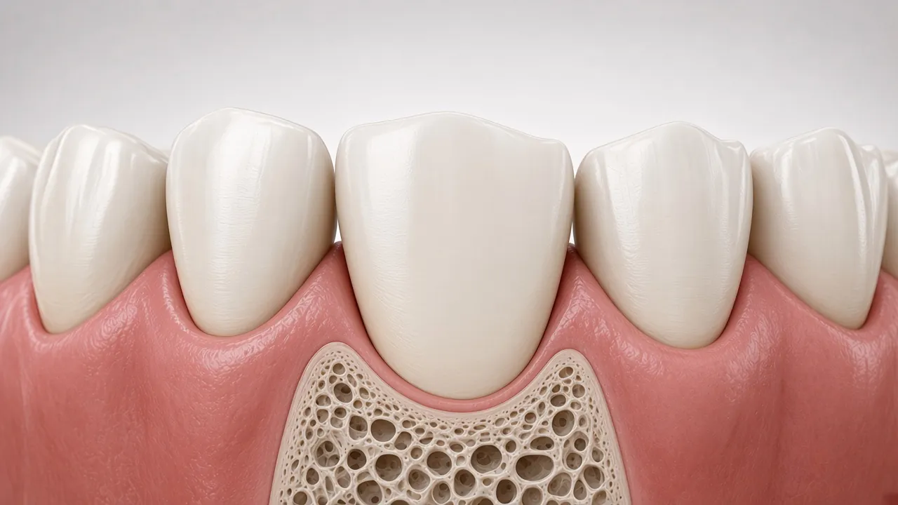 Illustration of a smooth, polished front tooth with its corner restored.