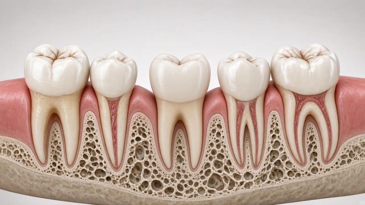 Cross-section illustration of a tooth-coloured crown fitted over the prepared tooth.