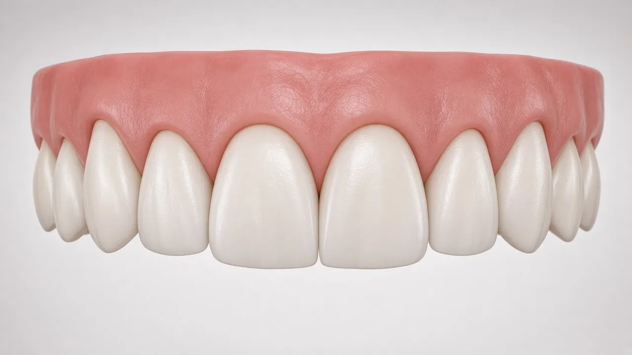 Front-view illustration of the same teeth a few shades lighter.