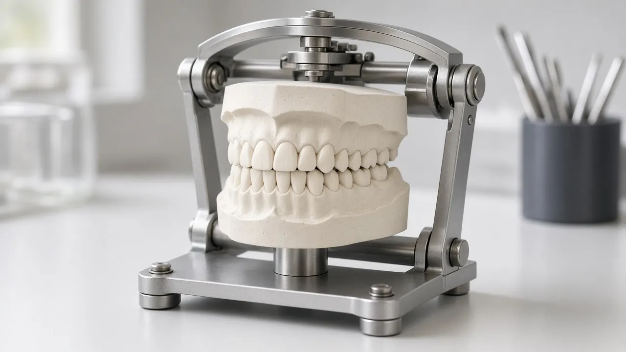 Dental models mounted on an articulator for bite planning