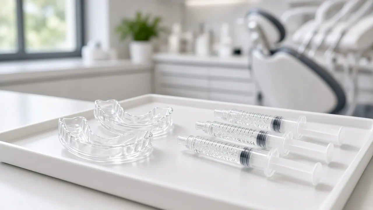 Custom whitening trays and gel syringes